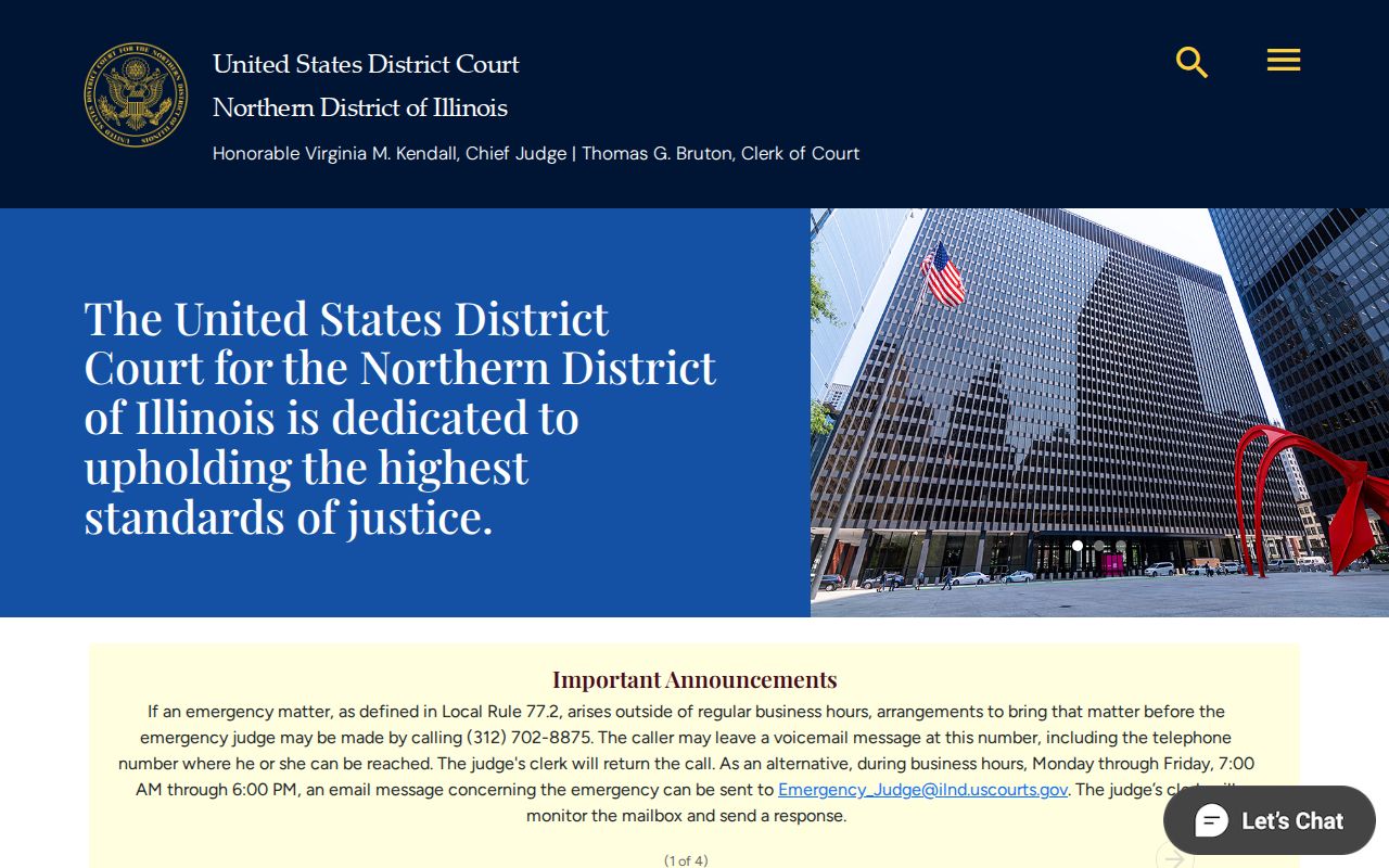 Northern District federal court source for Stephenson County criminal cases