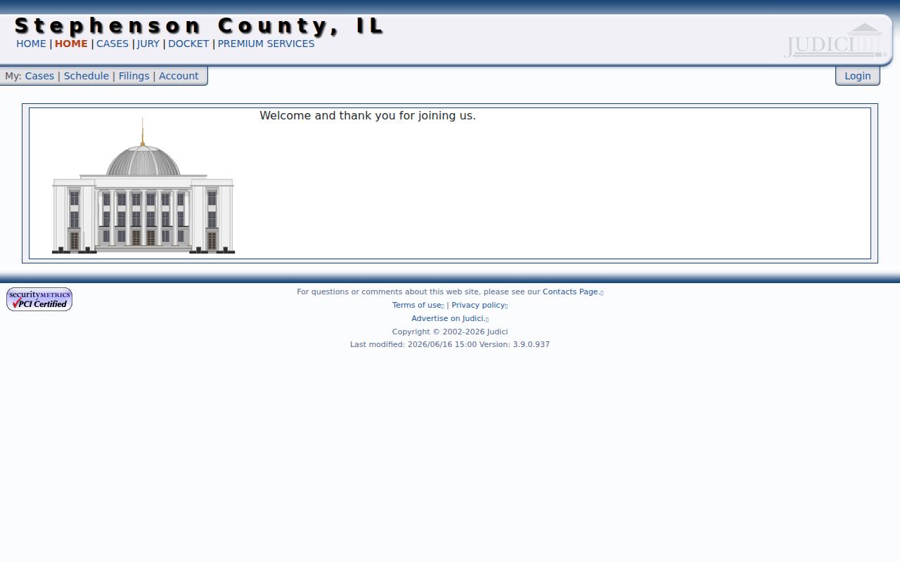Stephenson County criminal court cases Judici landing page