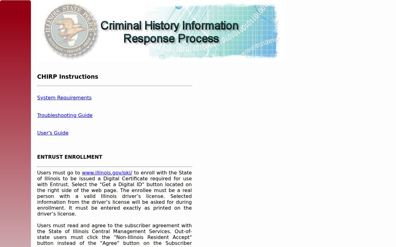 Stephenson County criminal history CHIRP conviction search login