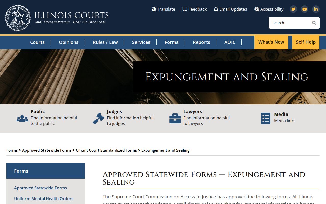 Stephenson County criminal record expungement and sealing forms