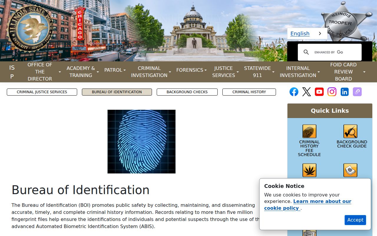 Stephenson County criminal history Illinois State Police repository information